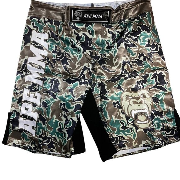 Men's Camouflage Athletic Shorts - Green and Brown - Picture 9 of 15